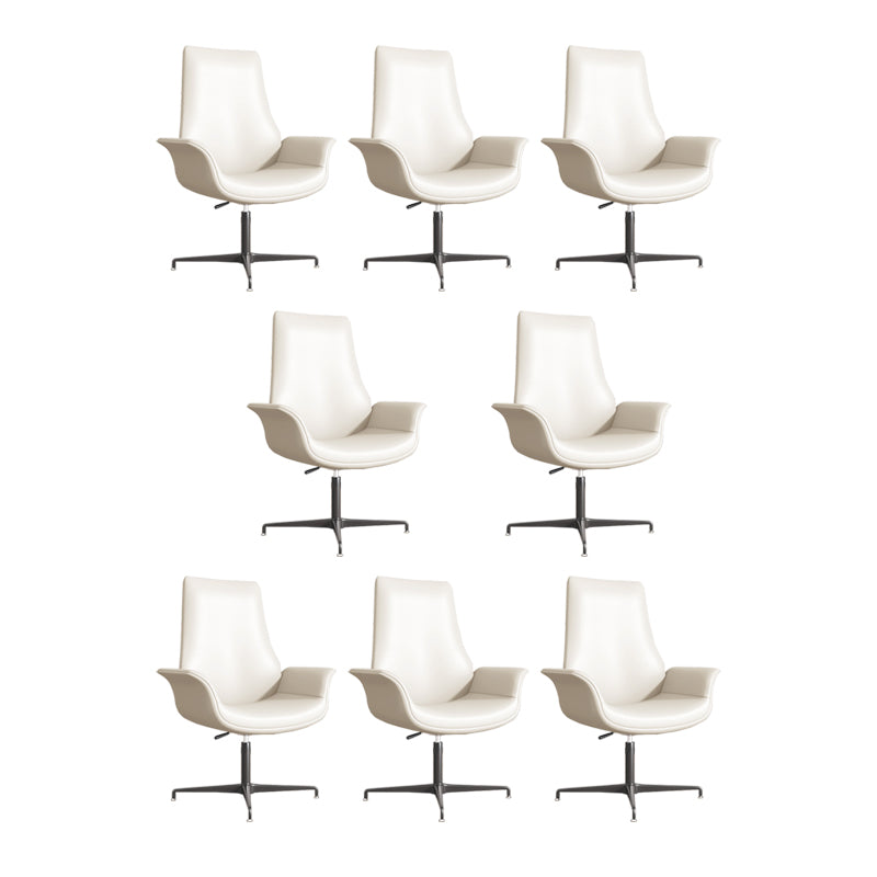 Modern Upholstered Office Chair Fixed Arm Task Chair with Steel Base