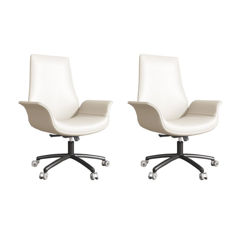 Modern Upholstered Office Chair Fixed Arm Task Chair with Steel Base