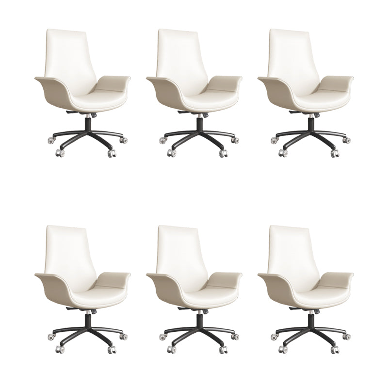 Modern Upholstered Office Chair Fixed Arm Task Chair with Steel Base