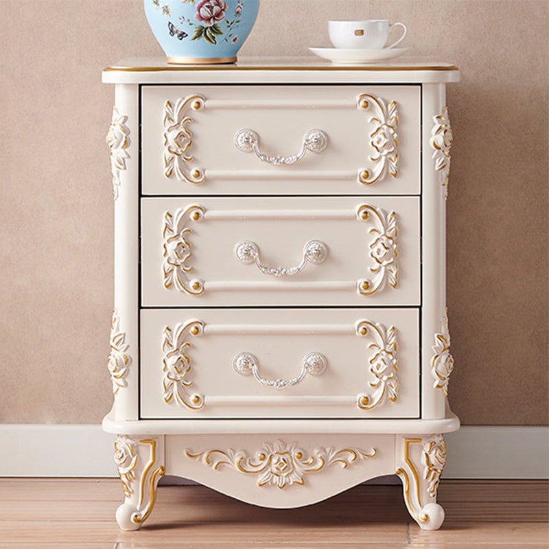 Glam Storage Chest White Artificial Wood Storage Chest Dresser with Drawers and Doors