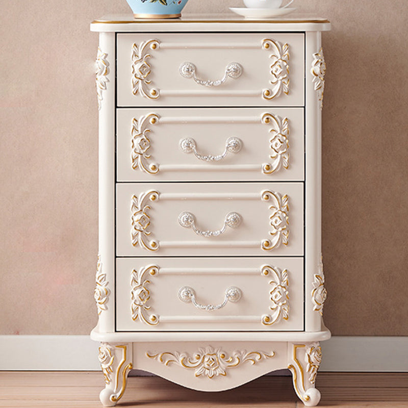 Glam Storage Chest White Artificial Wood Storage Chest Dresser with Drawers and Doors