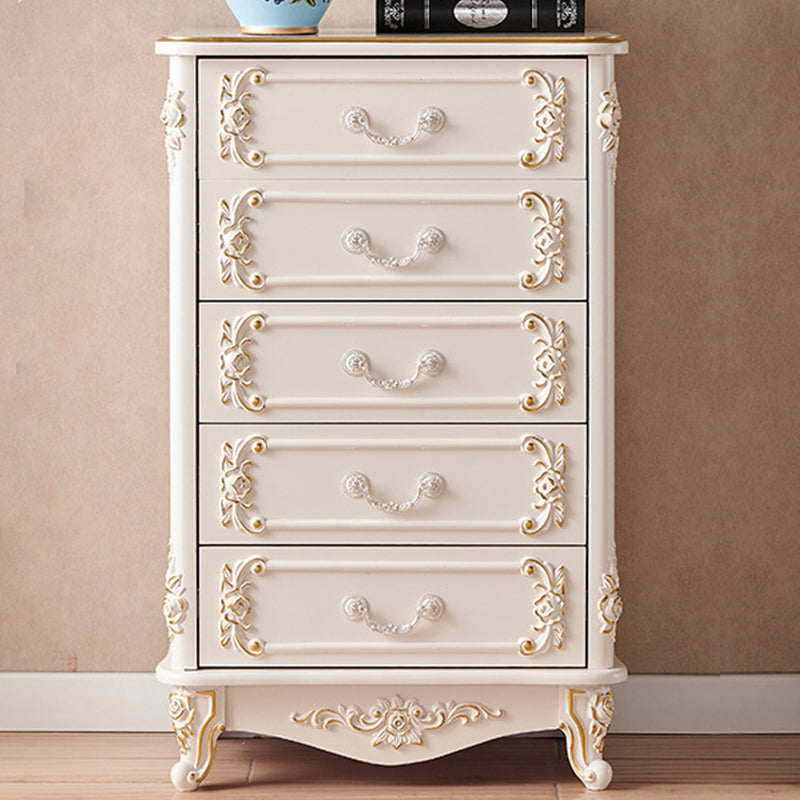 Glam Storage Chest White Artificial Wood Storage Chest Dresser with Drawers and Doors