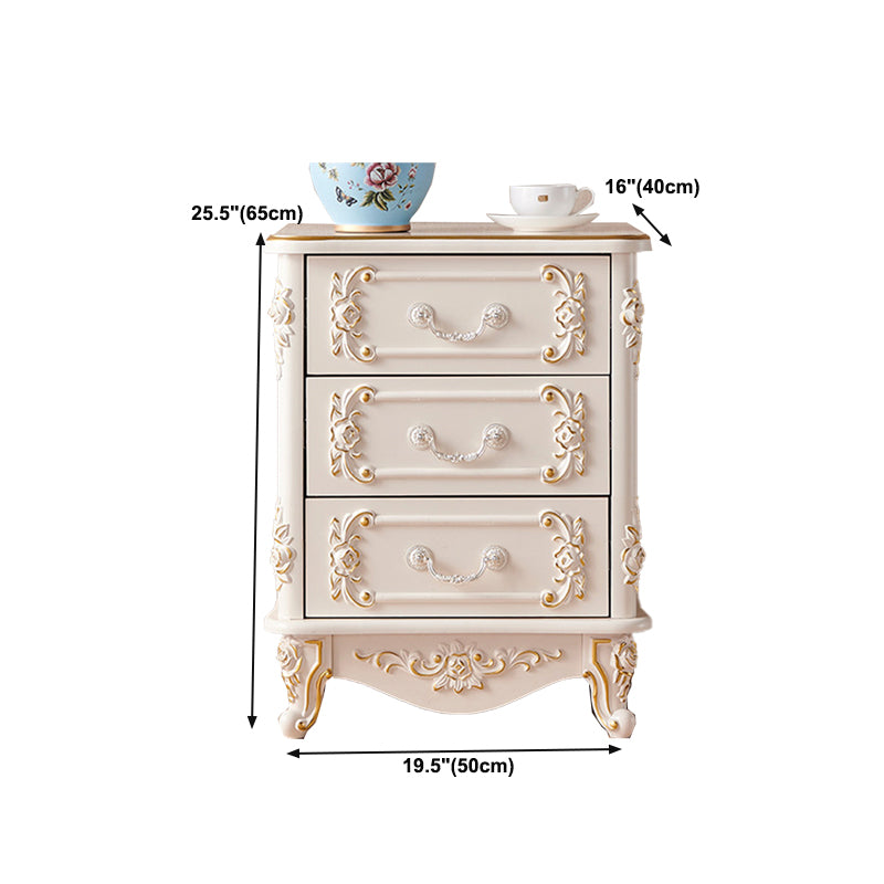 Glam Storage Chest White Artificial Wood Storage Chest Dresser with Drawers and Doors