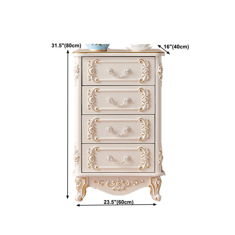 Glam Storage Chest White Artificial Wood Storage Chest Dresser with Drawers and Doors