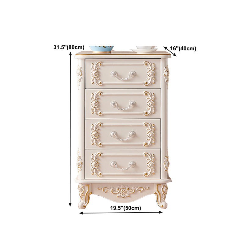 Glam Storage Chest White Artificial Wood Storage Chest Dresser with Drawers and Doors