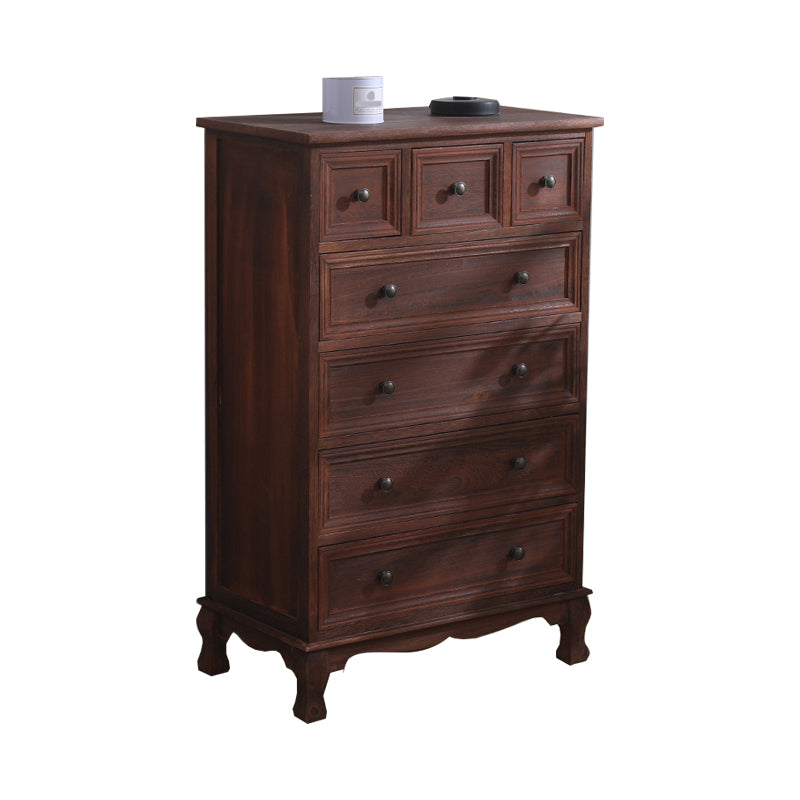 14" D Solid Wood Storage Chest Traditional Vertical Lingerie Chest with Drawers