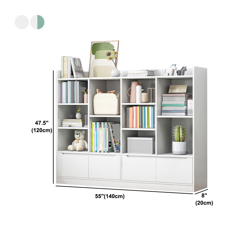 Wooden Bookcase 8" D Closed Back Bookshelf with Doors for Living Room