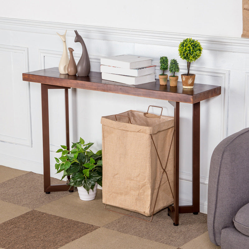 Mid-Century Modern Console Table with Wooden Rectangle Top for Hall