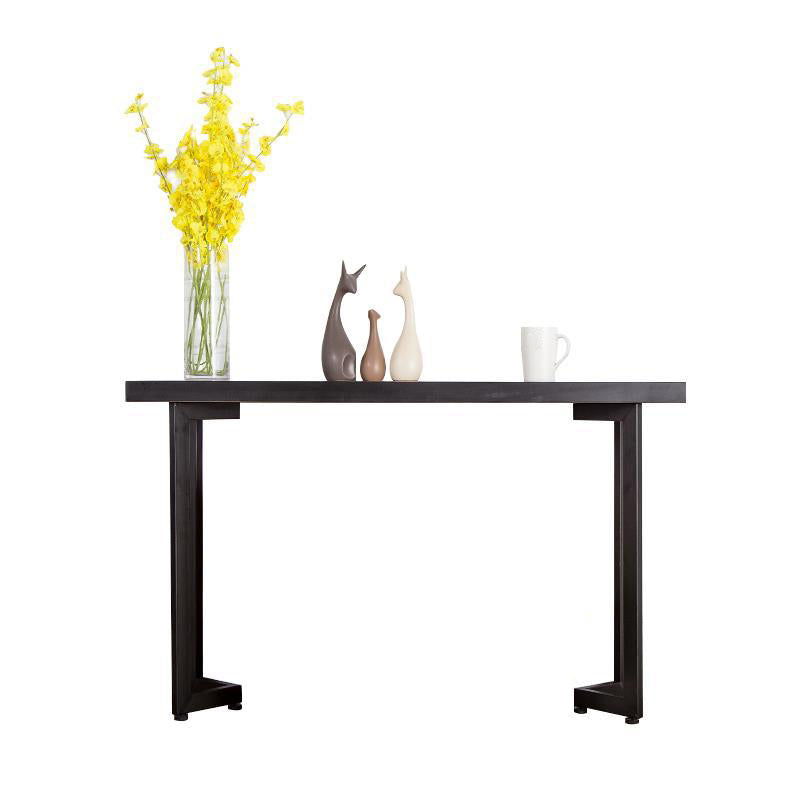 Mid-Century Modern Console Table with Wooden Rectangle Top for Hall