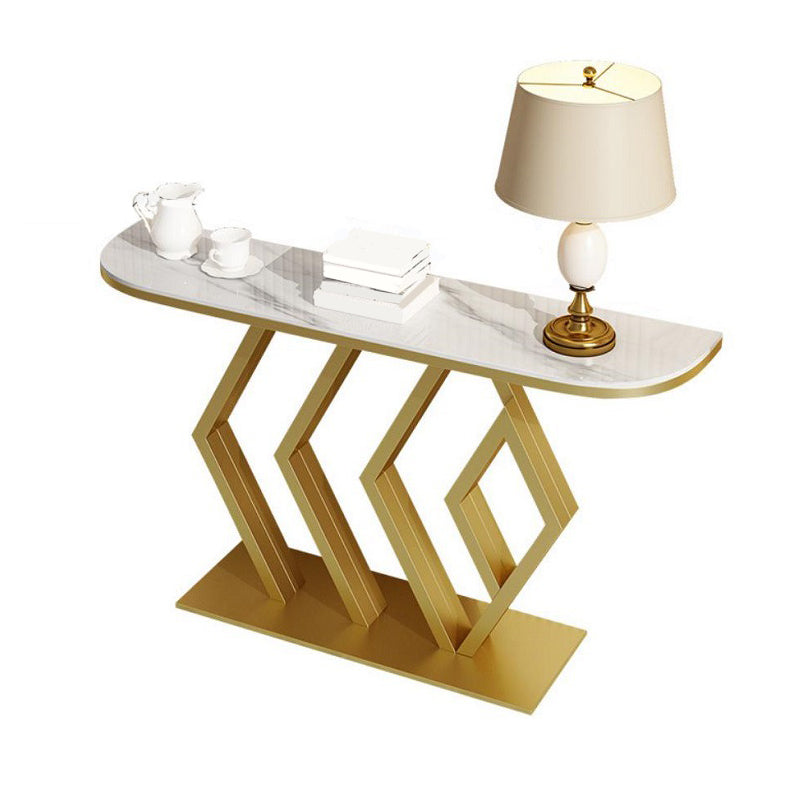 Glam Iron Half Moon Console Table Stain Resistant for Outdoor Console Sofa Table