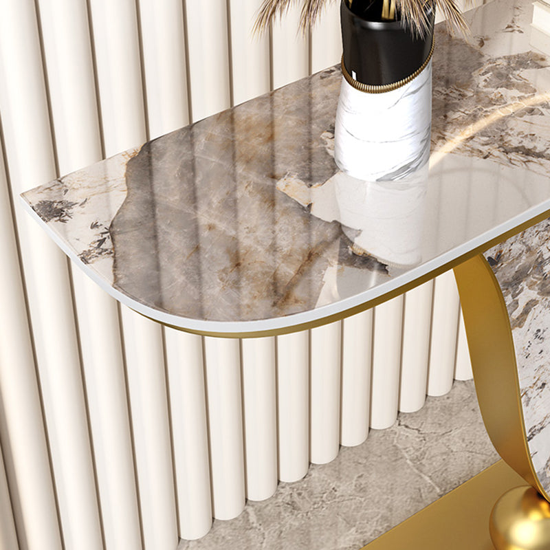 Glam Slate Half Moon Console Table Stain Resistant Scratch Resistant Sofa Table