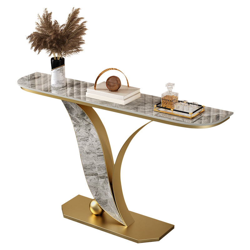 Glam Slate Half Moon Console Table Stain Resistant Scratch Resistant Sofa Table