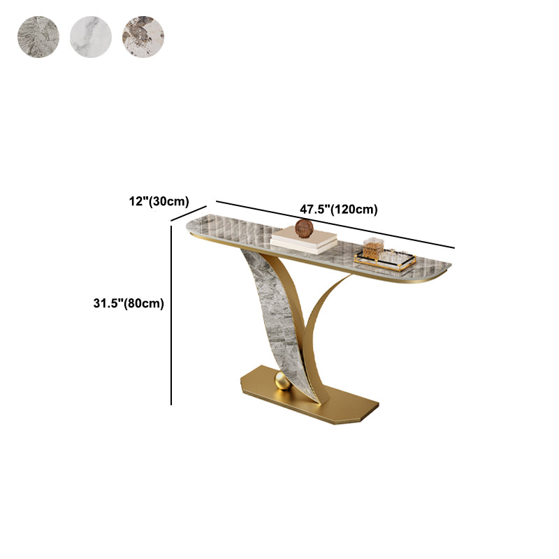 Glam Slate Half Moon Console Table Stain Resistant Scratch Resistant Sofa Table