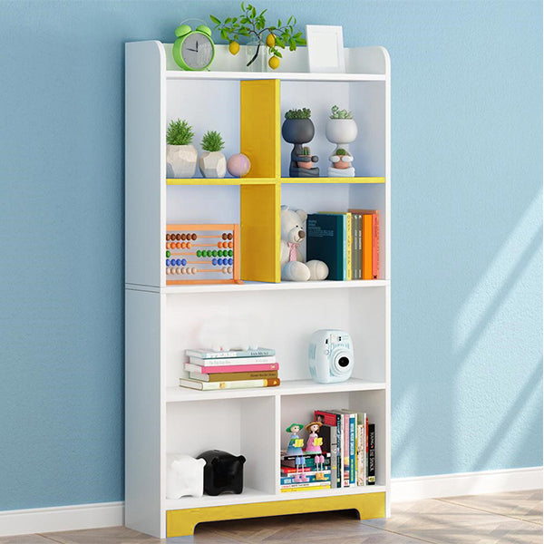 Vertical Wooden Bookcase White Closed Storage Bookshelf for Home Office