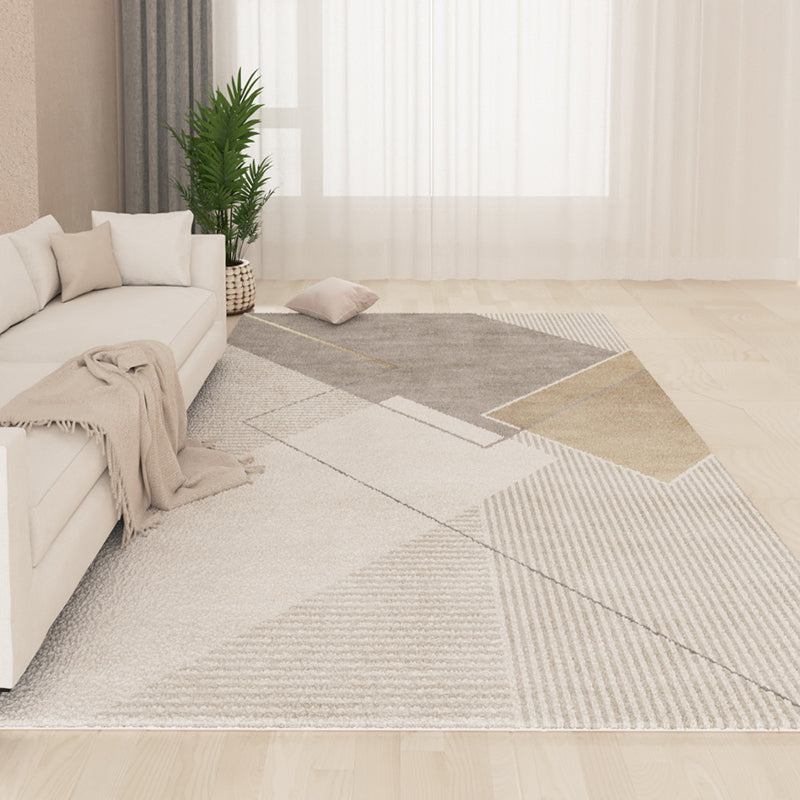 Brown Simple Carpet Polyester Line Carpet Stain Resistant Carpet for Drawing Room