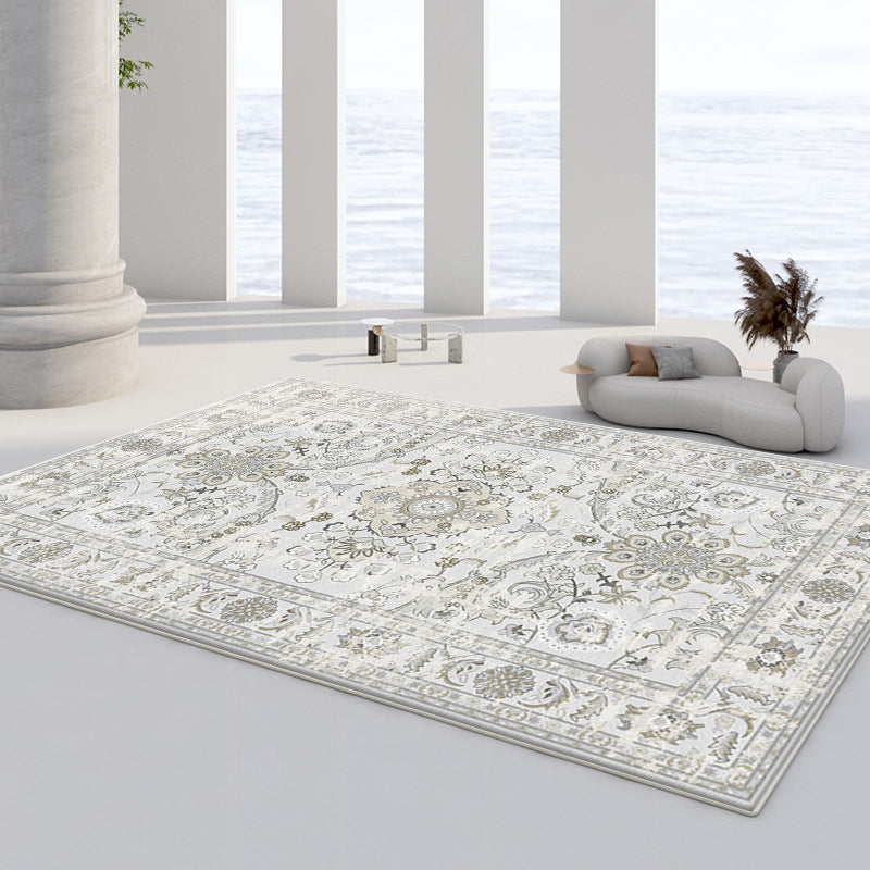 Light Gray Retro Rug Polyester Graphic Indoor Rug Washable Rug for Sitting Room