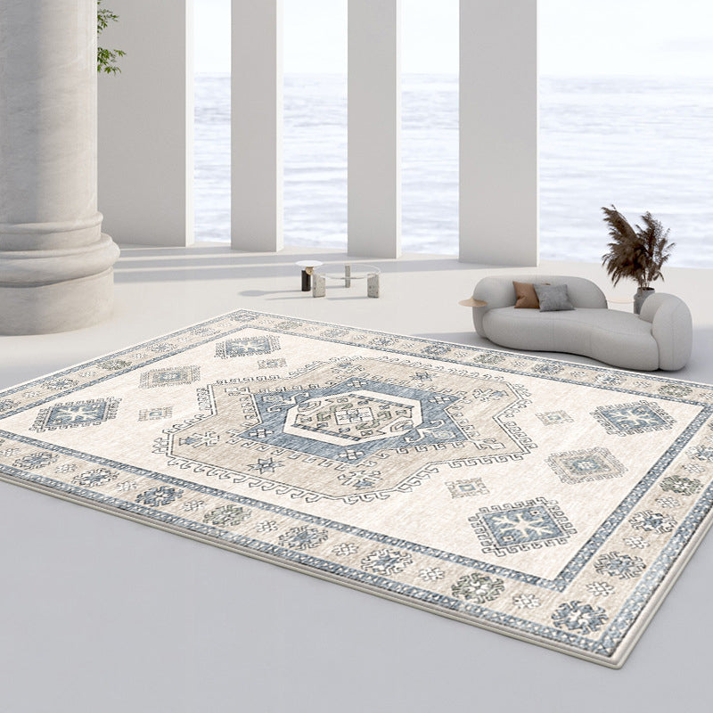 Light Gray Retro Rug Polyester Graphic Indoor Rug Washable Rug for Sitting Room