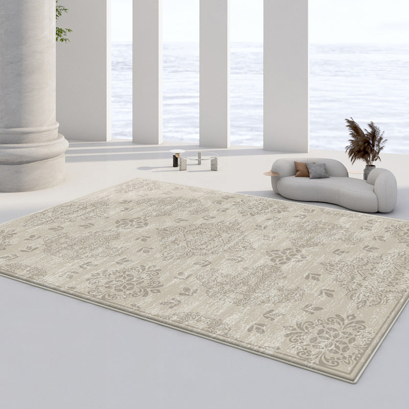 Light Gray Retro Rug Polyester Graphic Indoor Rug Washable Rug for Sitting Room