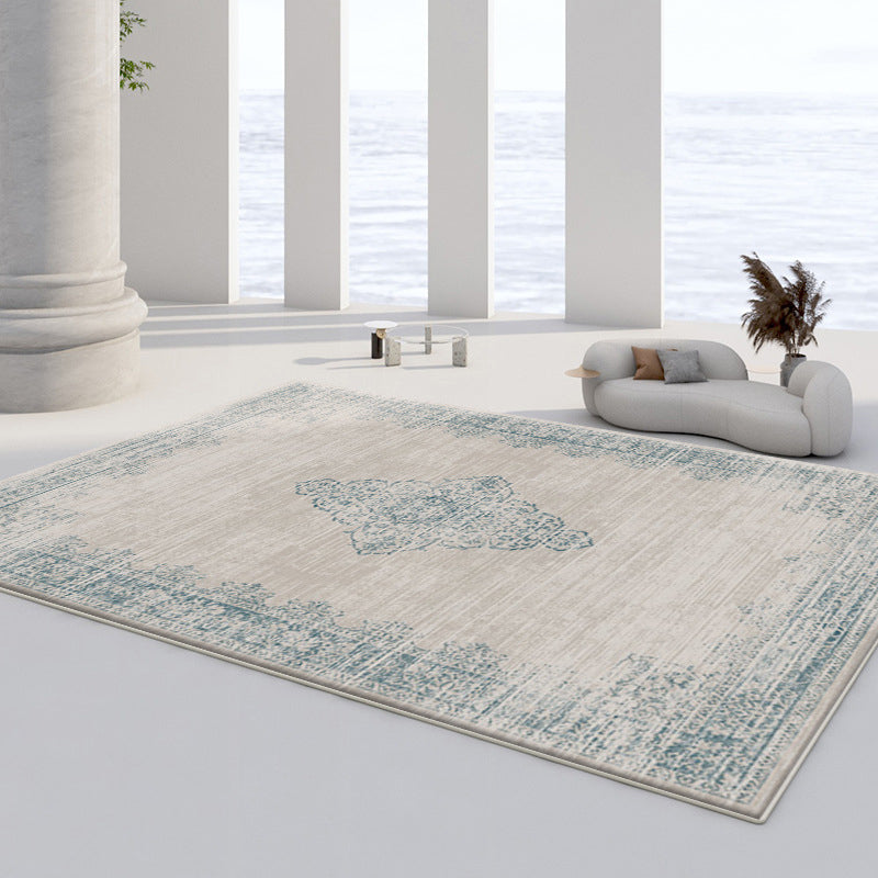 Light Gray Retro Rug Polyester Graphic Indoor Rug Washable Rug for Sitting Room