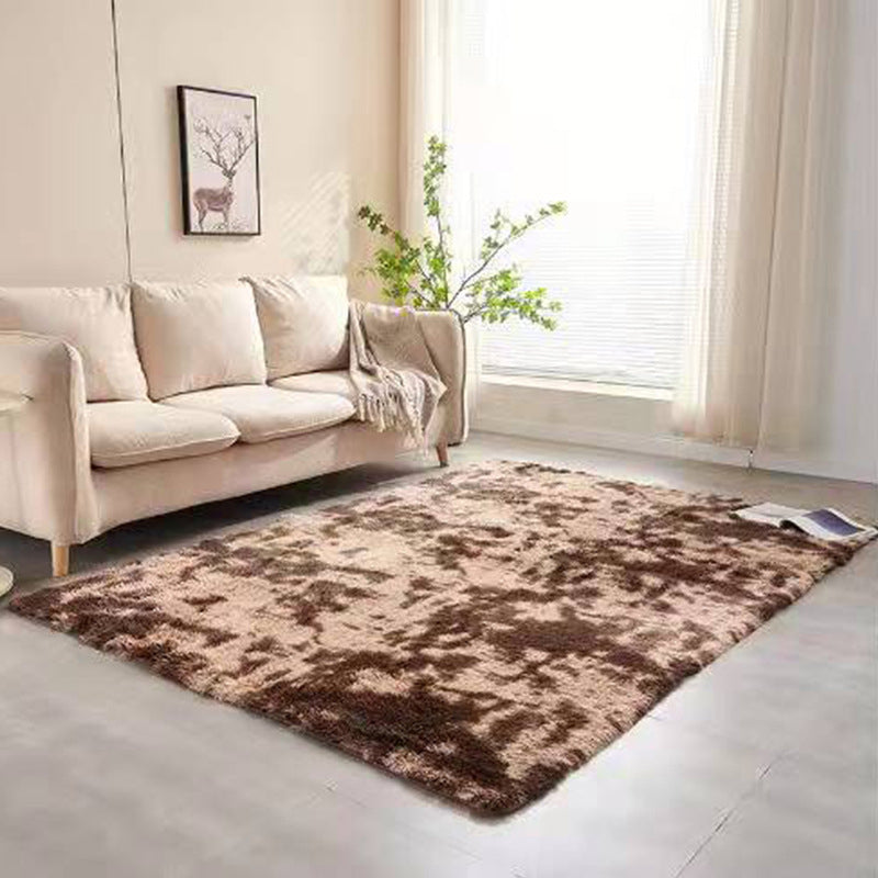 Dark Brown Casual Rug Polyester Gradient Ramp Rug Washable Rug for Living Room