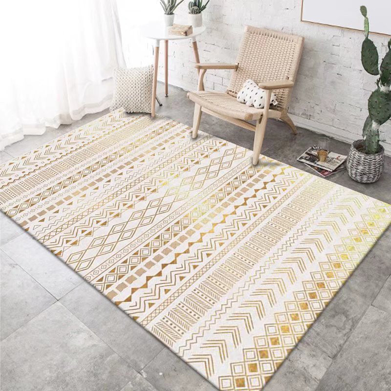 Apricot Morocco Rug Polyester Geometry Rug Washable Rug for Sitting Room