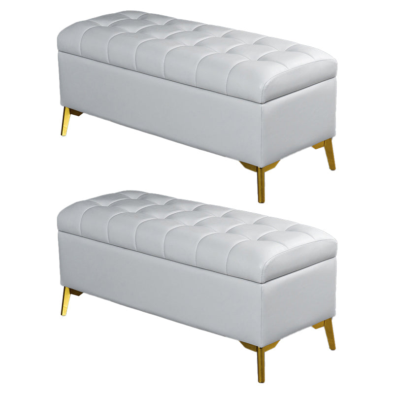 Glam Pouf Ottoman PU Leather Upholstered Solid Color Tufted Square Ottoman with Storage