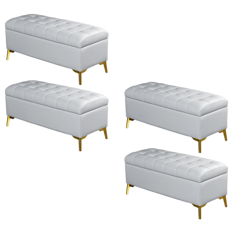 Glam Pouf Ottoman PU Leather Upholstered Solid Color Tufted Square Ottoman with Storage