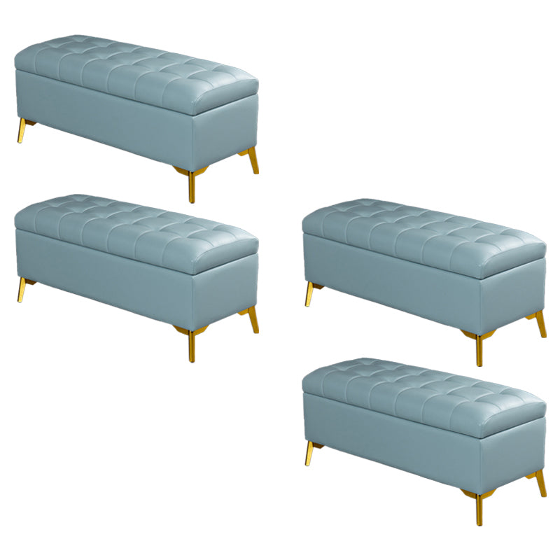 Glam Pouf Ottoman PU Leather Upholstered Solid Color Tufted Square Ottoman with Storage