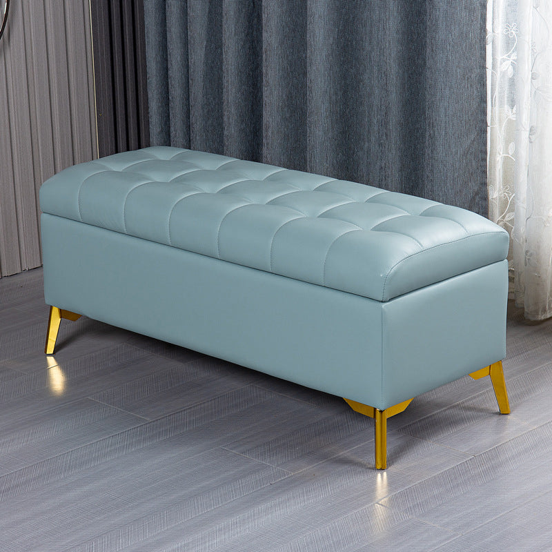 Glam Pouf Ottoman PU Leather Upholstered Solid Color Tufted Square Ottoman with Storage