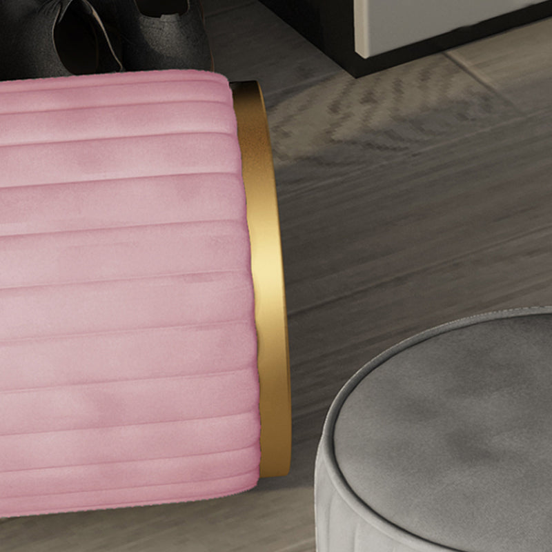 Gorgeous Round Ottoman Solid Color Stain Resistant Velvet Ottoman Stool