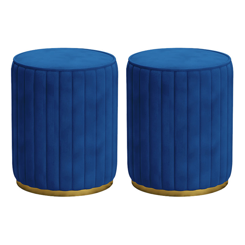 Gorgeous Round Ottoman Solid Color Stain Resistant Velvet Ottoman Stool