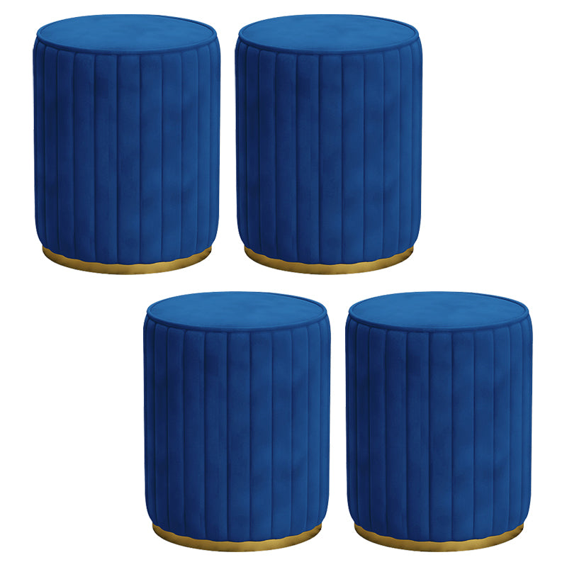 Gorgeous Round Ottoman Solid Color Stain Resistant Velvet Ottoman Stool