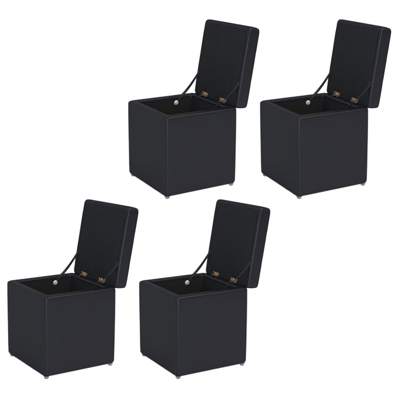 Tufted Mildew Resistant Ottoman Faux Leather Square Mid-Century Modern Cube Ottoman