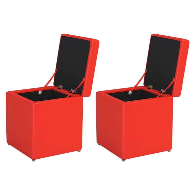 Tufted Mildew Resistant Ottoman Faux Leather Square Mid-Century Modern Cube Ottoman