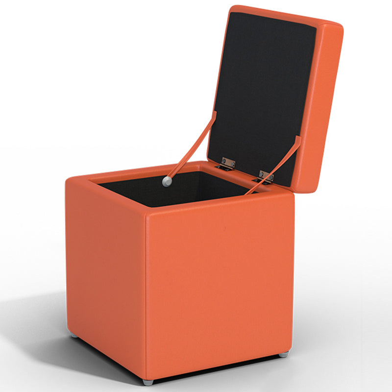 Tufted Mildew Resistant Ottoman Faux Leather Square Mid-Century Modern Cube Ottoman