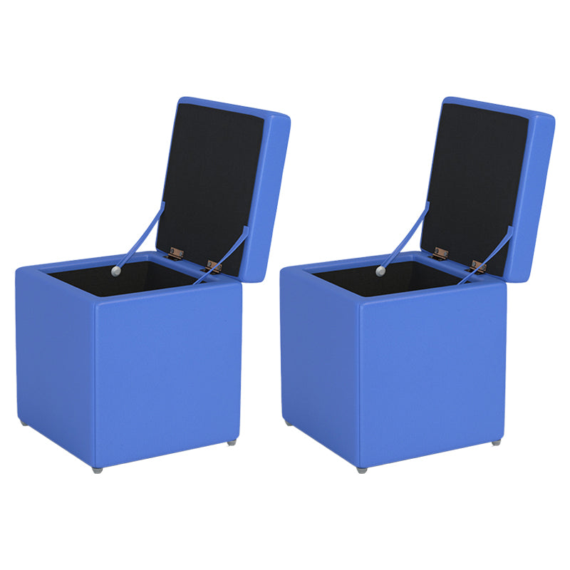 Tufted Mildew Resistant Ottoman Faux Leather Square Mid-Century Modern Cube Ottoman