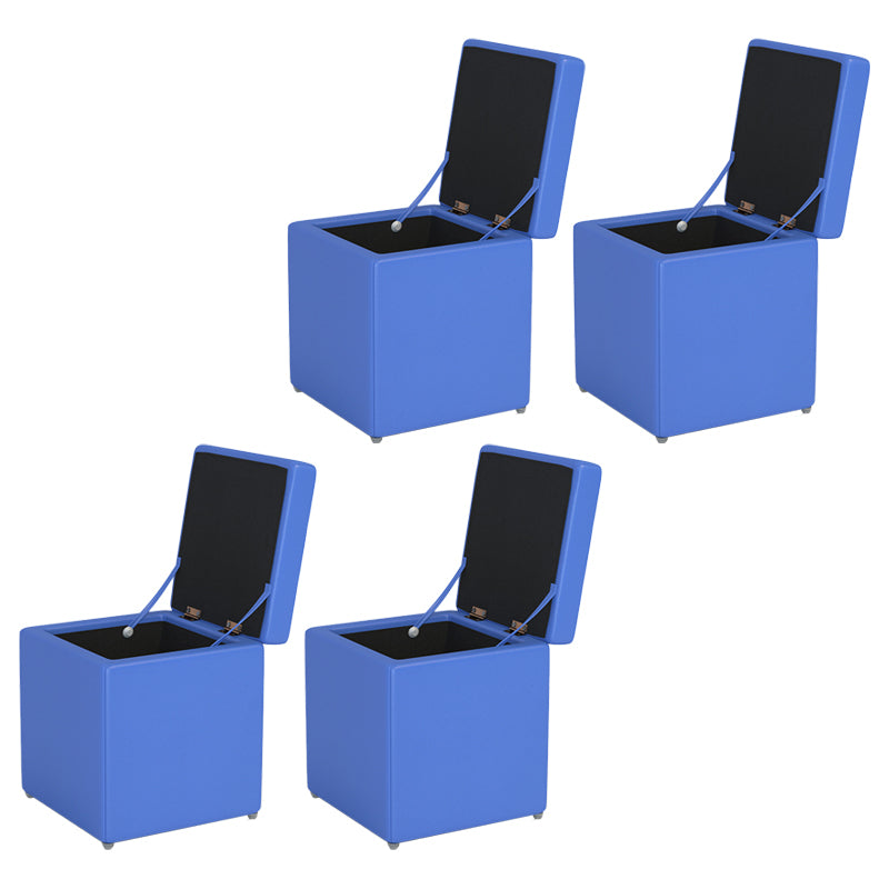 Tufted Mildew Resistant Ottoman Faux Leather Square Mid-Century Modern Cube Ottoman