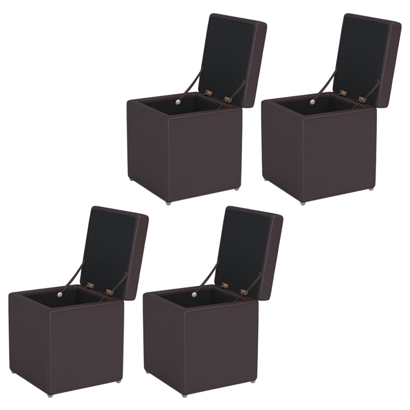 Tufted Mildew Resistant Ottoman Faux Leather Square Mid-Century Modern Cube Ottoman