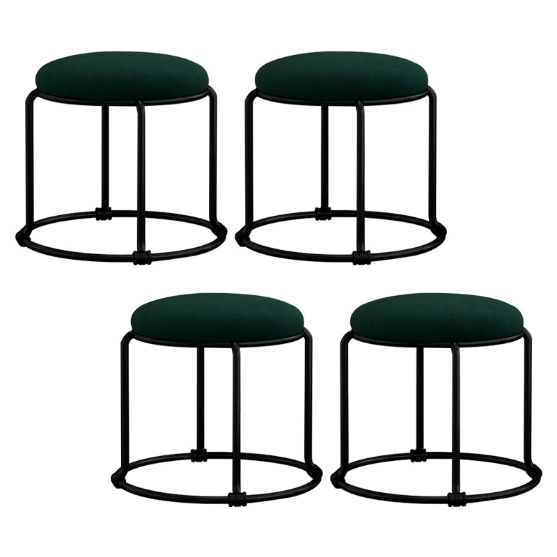 Contemporary Ottoman Fabric Upholstered Metal Frame Solid Color Round Ottoman