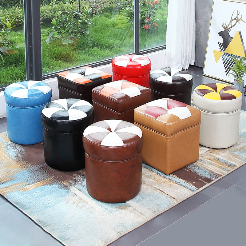 Water Resistant Round Standard Modern Color Lump Leather Ottoman
