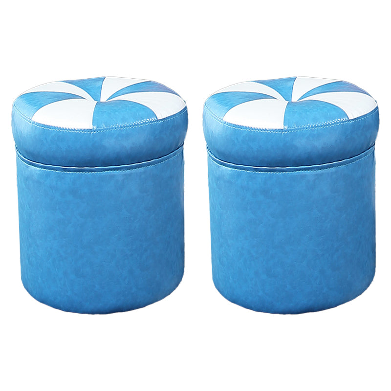 Water Resistant Round Standard Modern Color Lump Leather Ottoman