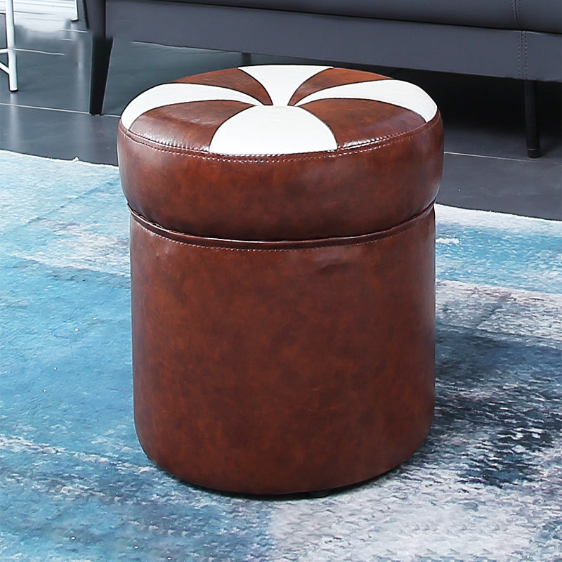 Water Resistant Round Standard Modern Color Lump Leather Ottoman