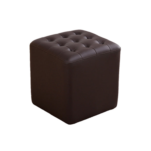 Tufted Ottoman Mid-Century Modern Genuine Leather Square Water Resistant Cube Ottoman