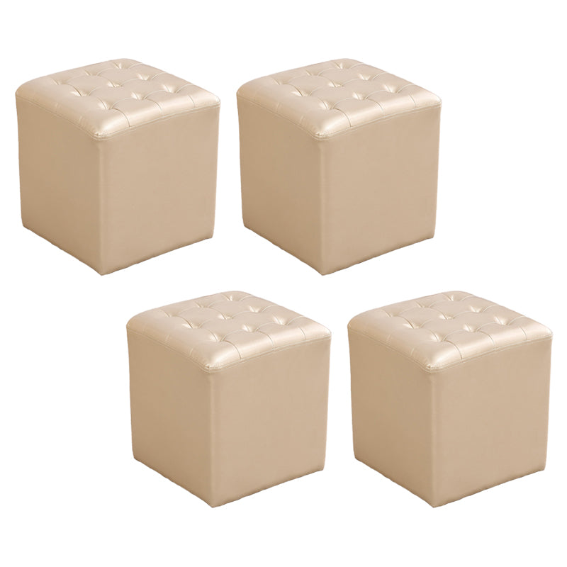 Tufted Ottoman Mid-Century Modern Genuine Leather Square Water Resistant Cube Ottoman