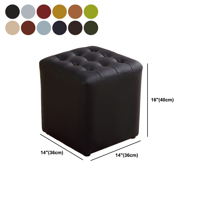 Tufted Ottoman Mid-Century Modern Genuine Leather Square Water Resistant Cube Ottoman