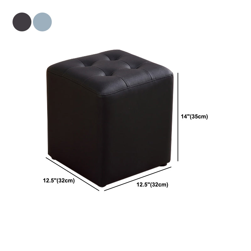 Modern Ottoman Cube Tufted Solid Color Leather Ottoman in Living Room