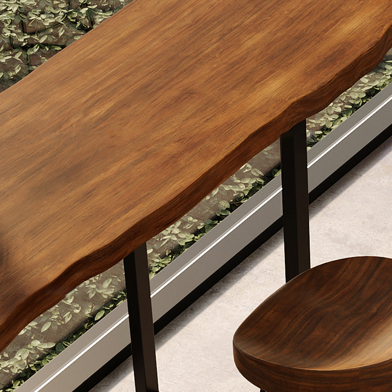 Rectangular Solid Wood Bar Table Set 1/4/7 Pieces Counter Table with High Stools