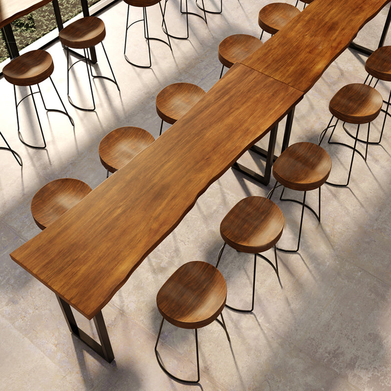 Rectangular Solid Wood Bar Table Set 1/4/7 Pieces Counter Table with High Stools