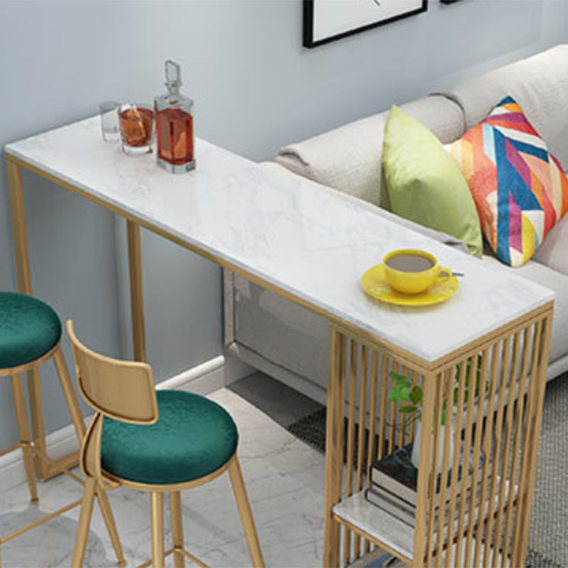 Glam Style Rectangle Bar Table 1/2/3 Pieces Faux Marble Counter Table