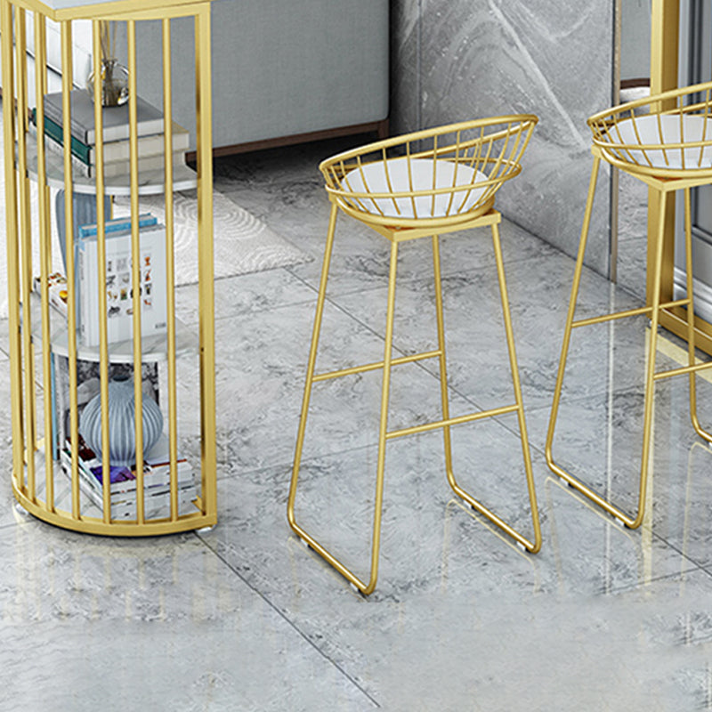 White and Gold Pub Table Set 1/2/3 Pieces Modern Indoor Table and Stools